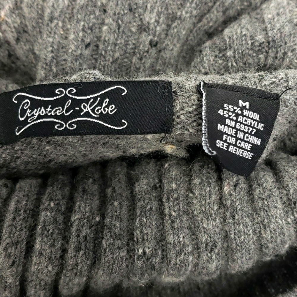Crystal-Kobe Wool & Acrylic Turtleneck Grey EUC M - Picture 8 of 9